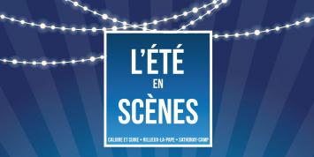 Visuel de l'affiche - Guirlandes lumineuses et titre "L'été en scènes"